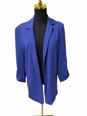 Stoosh Cobalt Blue Open Front Blazer Lightweight Work Jacket Size S
